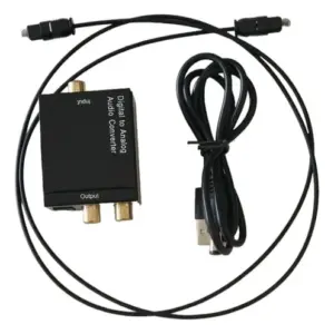 ADAPTADOR CONVERTIDOR DIGITAL A ANALOGICO RCA + CABLE OPTICO