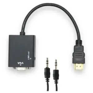 ADAPTADOR HDMI A VGA CON AUDIO AUX 3.5MM (CAJA NARANJA)